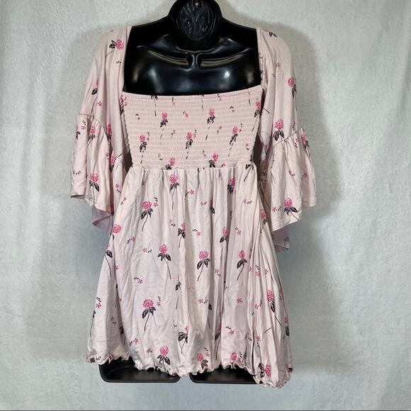 Free People Lana Off‎ The Shoulder Floral Top in Cloud Berry Combo Size S - Picture 7 of 11